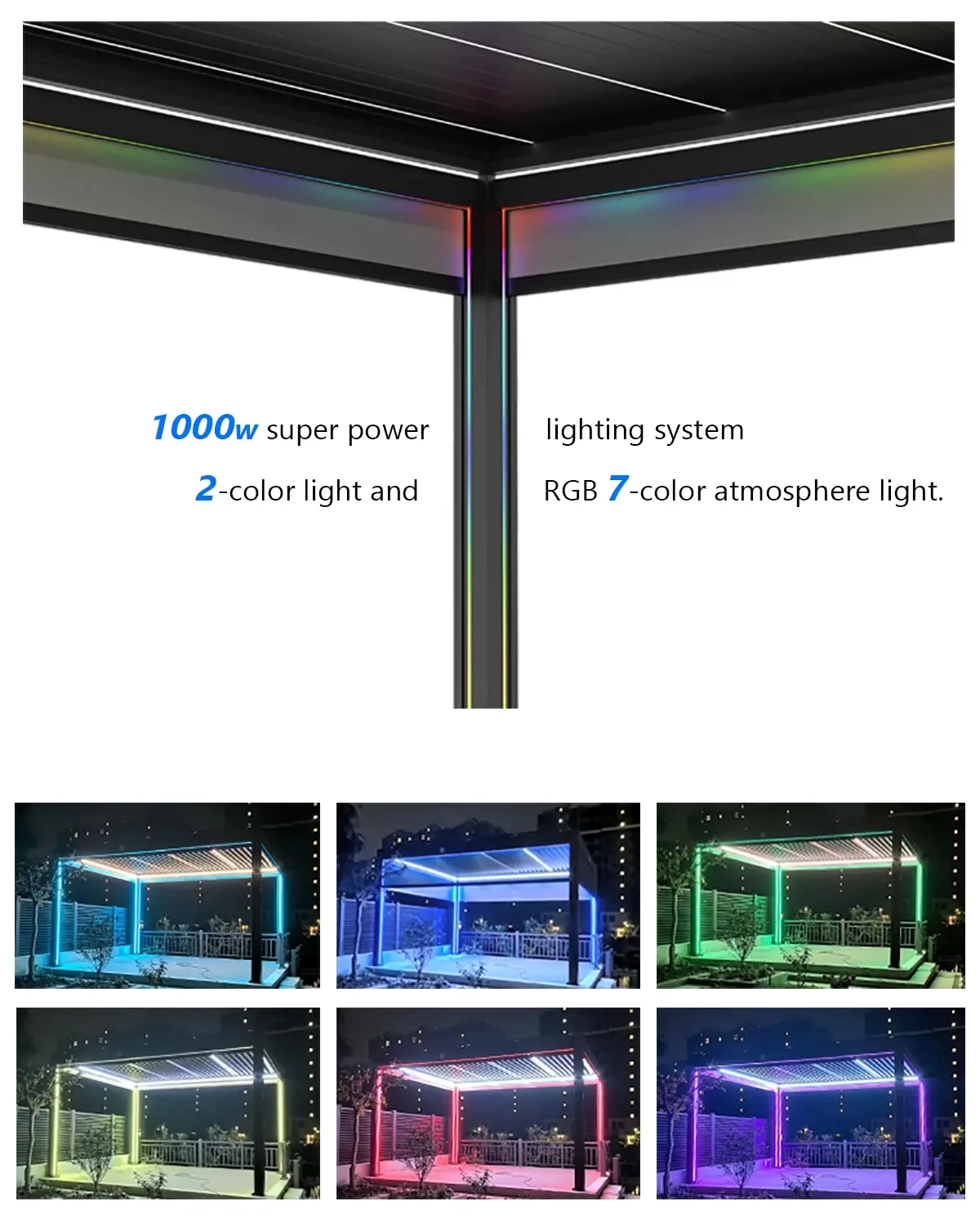 Chembo Pergola Led and RGB Lighting Ambience