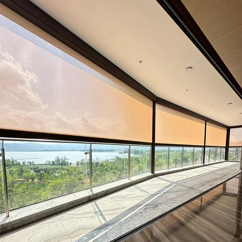 Whole-house ZIP screen system installed on windows, patio, and outdoor living areas for wind and sun protection