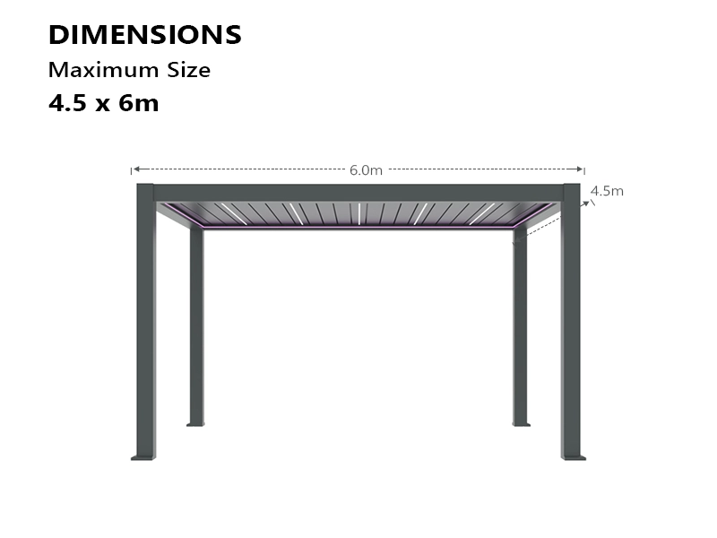 H180 4.5x6m large size motorized aluminum louver pergola
