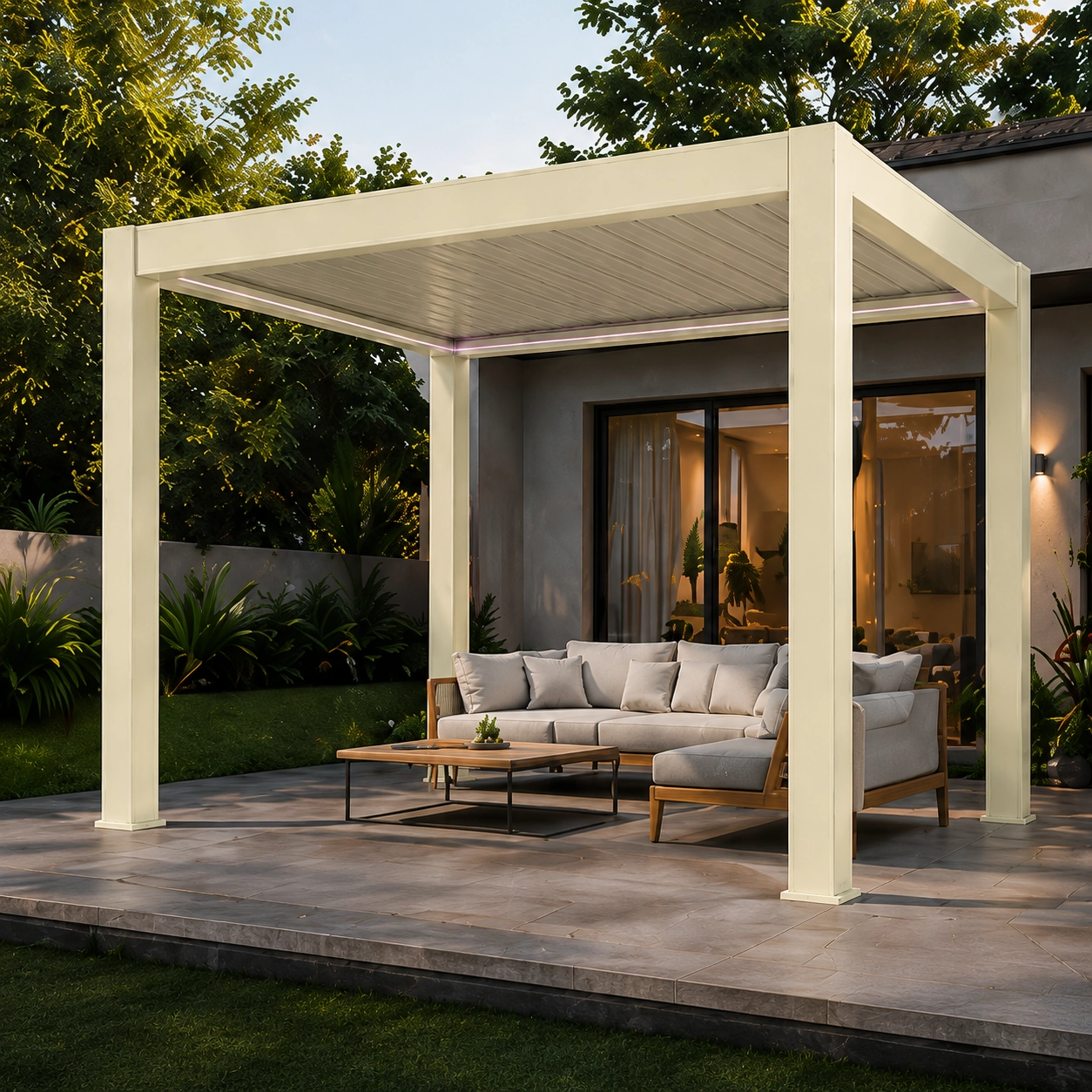 Matt beige aluminum Pergola