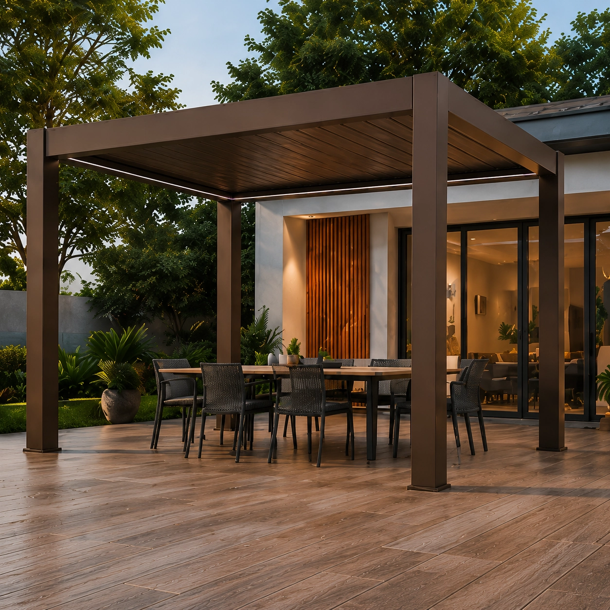 Matt coffee aluminum pergola