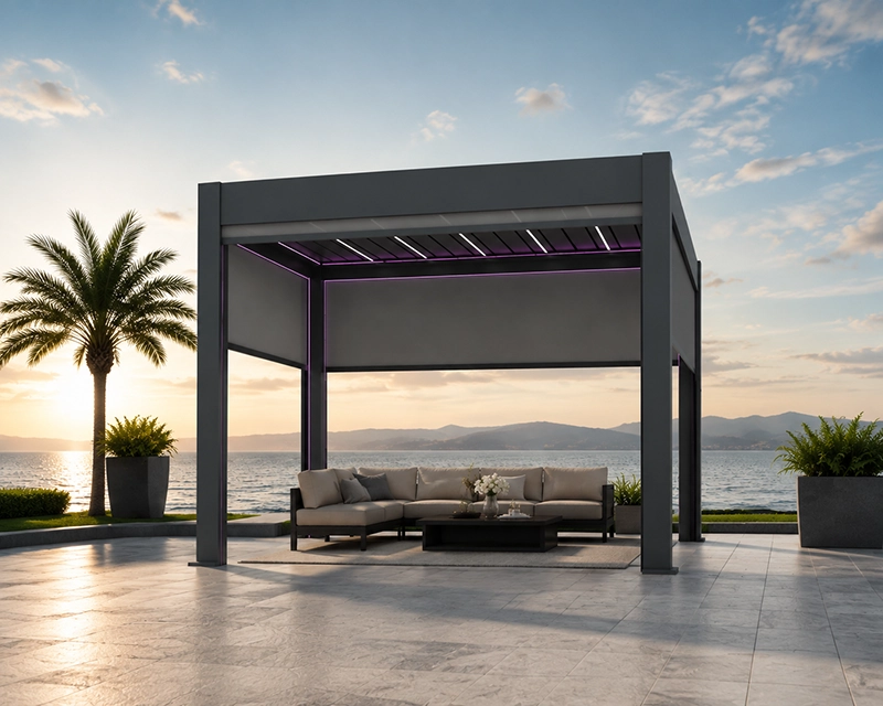 built-in zip blind built-in zip blind pergola