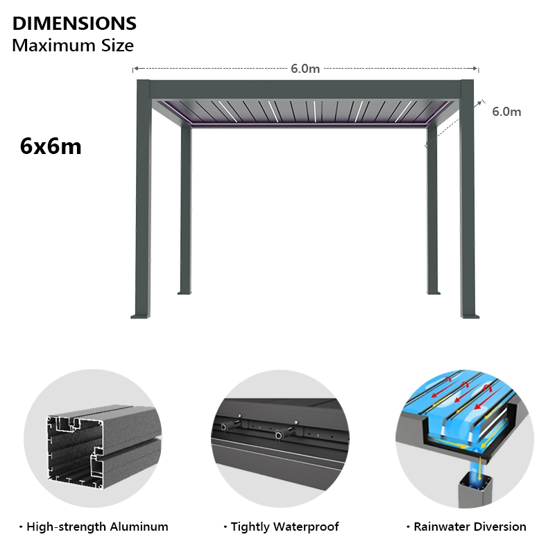 H300 Pergola max size 6x6m