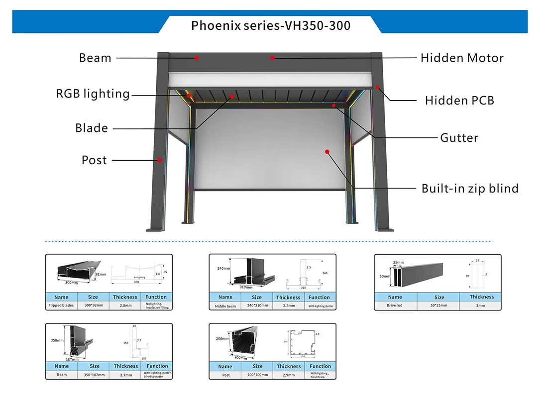 VH350-300 pergola Structure