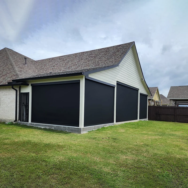 V7 series zip screen, fiberglass zip screen installed on house