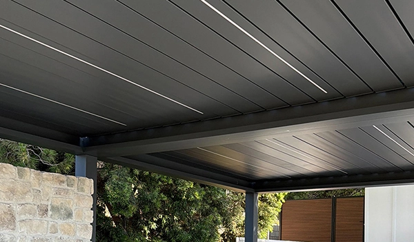 backyard pergola with roof