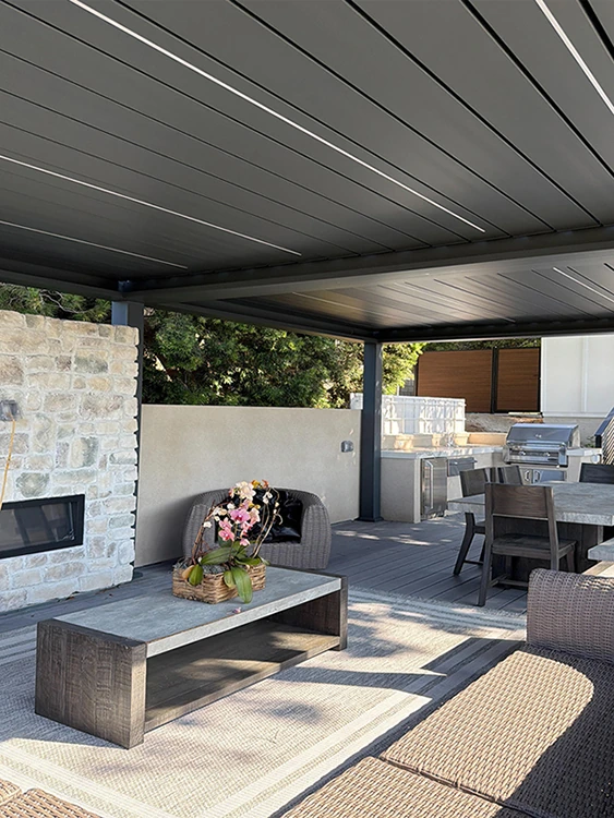 backyard pergola with roof
